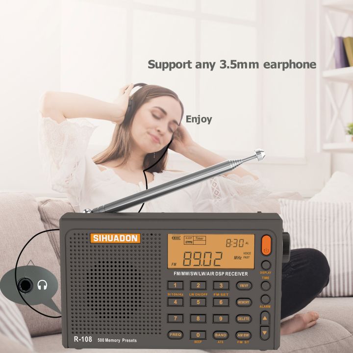 SIHUADON%20R-108%20Radio%20FM%20Stereo%20Digital%20Portable%20Radio%20AM%20SW%20Air%20Radio%20Receiver%20Alarm%20Function%20Display%20Clock%20Temperature%20Speaker%20-%20Image%205