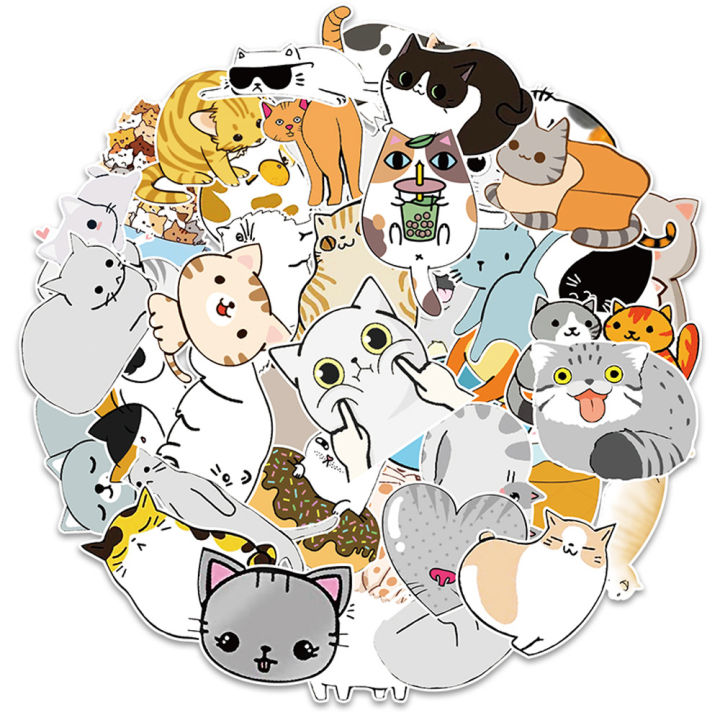 50 pieces can love cartoon kitten stickers luggage car water cup mobile phone stickers waterproof wholesale