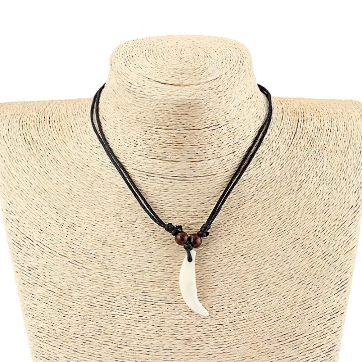 1pcs%20Real%20Wolf%20Teeth%20Yak%20Bone%20Wood%20beads%20Tooth%20Amulet%20Charm%20Pendant%20Necklace%20Wax%20Cord%2017-33''%20-%20Image%206