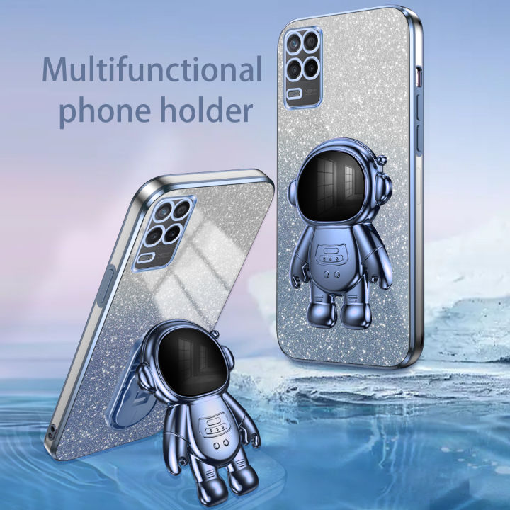 AnDyH%20Phone%20Case%20for%20OPPO%20A54%204G%20Flash%20Powder%20Gradient%20Plating%20Casing%20with%20Astronaut%20Stand%20-%20Image%202