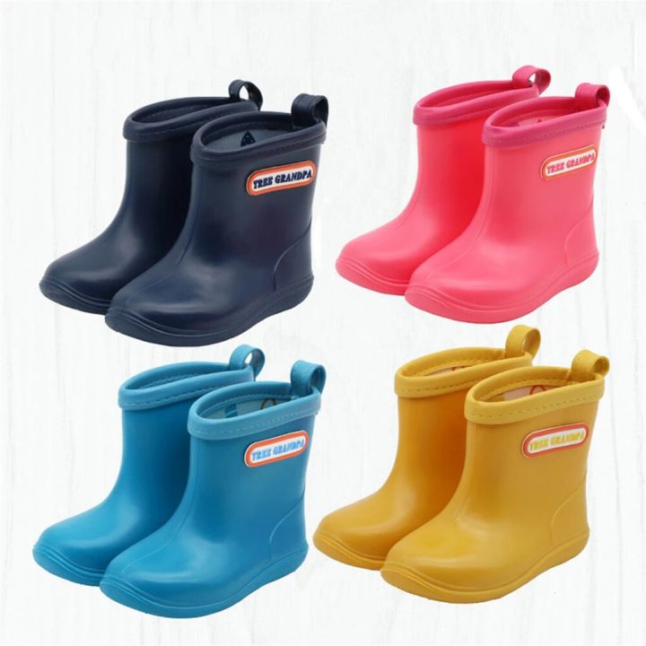 Solid Children Rain Boots Baby PVC Waterproof Rainy Shoes Rubber Toddler Girl Boy Anti Slip Ankle Boots for Outdoor
