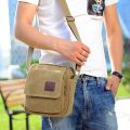 Men's Casual Style Canvas Shoulder Messenger Bags Multi-Pocket With Lid Handbag Crossbody Flap Bag For Man Business Sling Bag.
