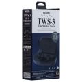 REMAX TWS-3 Wireless Bluetooth Stereo Noise Reduction Sport Earphone with Charging Case (Black). 