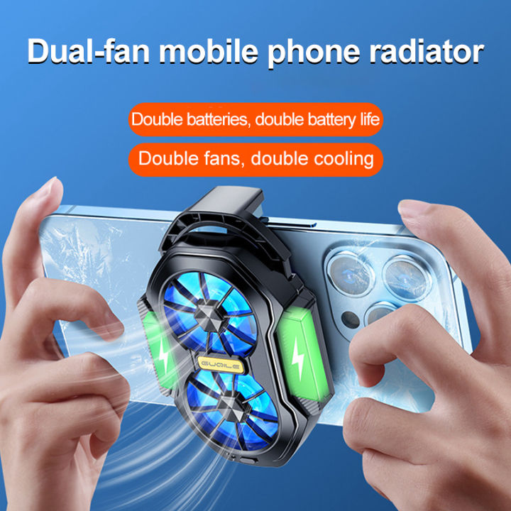Double Fan Mobile Phone Radiator Phone Cooler For Cell Phone Cooling Fan For Mobile Phone Cooler For Games Phone Accessories