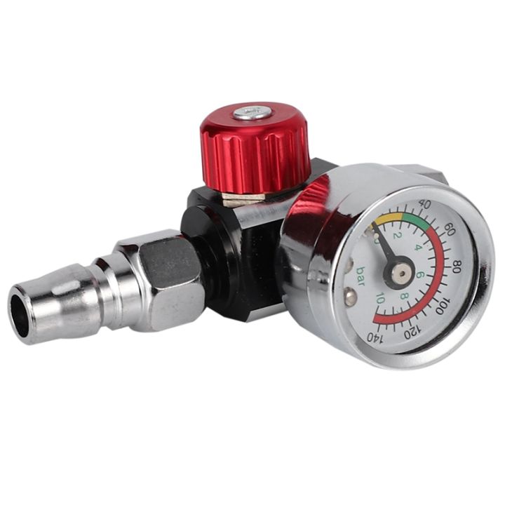 SRIWEN%202Pc%201/4%20Inch%20Bsp%20Mini%20Air%20Regulator%20Valve%20Tool%20Durable%20Small%20Tail%20Pressure%20Gauge%2048%20x%2060mm%20with%20Nozzle%20for%20Spray%20Tool%20-%20Image%202