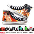 Anime Peripheral One Piece High-Top Canvas Shoes Luffy Zoro Ace Boys and Girls Children Graffiti Leisure Shoes. 