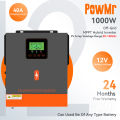 PowMr 1KW 12V Hybrid Solar Inverter 230Vac PV Start Voltage 20Voc Built In 80A MPPT Solar Charge Controller 50/60Hz Auto Pure Sine Wave Inverter.