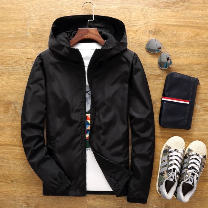 Men's New Coat Outdoor Casual Wear Shell Jacket Spring and Autumn Windproof Jacket Hooded Solid Color Printing Advertising Clothing
