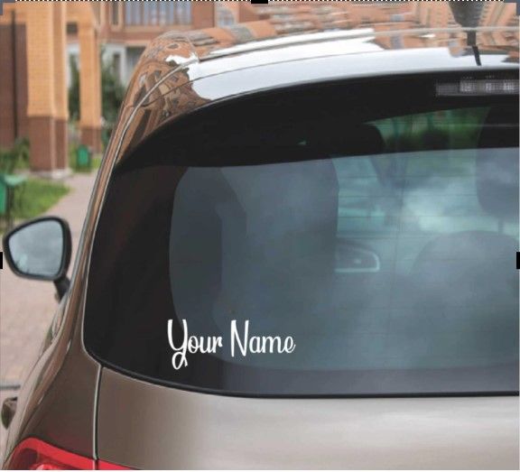 Car Sticker - Custom Name Sticker For Car Back Mirror ( Waterproof & Premium quality)