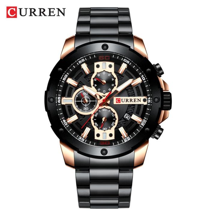 CURREN Luxury Quartz Wristwatch Men Sport Watches 8336 Stainless Steel Band Chronograph Clock Male Waterproof