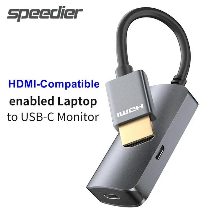 HDMI-Male Laptop To USB-C Female Monitor Adapter USB Type C 3.1 Input to HDMI-Compatible Output Converter 4K@60Hz USB C Adapter