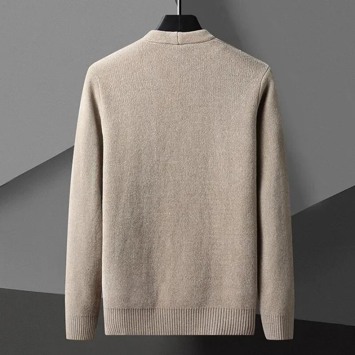 Korean%20Khaki%20Black%20Gray%20Cardigan%20Jacket%20Men%20Clothing%20Solid%20Color%20Cardigan%20Jacket%20Men%20Knit%20Casual%20Stand%20Collar%20Cardigan%20Coat%20Men%20-%20Image%204