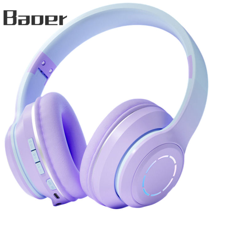 Baoer Wireless Headphones HiFi Stereo Over Ear Headphones Colorful Lighting Headset For Travel Office Cell Phone PC