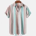 2022 Hawaiian Shirt Men 5xl Men's Striped Shirt 3d Print Fashion Casual Retro Style Short-sleeved Unisex Shirt Camisa Manga Curt.