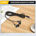 1.1M Reflective Fiber Cloth Line Noise Isolating Stereo In-ear Earphone Earbuds Headphones with 3.5 MM Jack Standard Golden. 