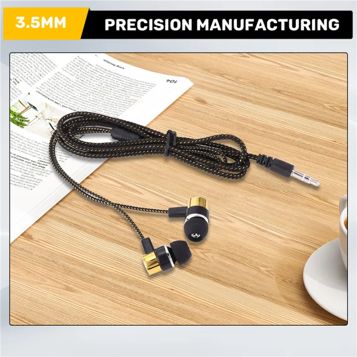 1.1M%20Reflective%20Fiber%20Cloth%20Line%20Noise%20Isolating%20Stereo%20In-ear%20Earphone%20Earbuds%20Headphones%20with%203.5%20MM%20Jack%20Standard%20Golden%20-%20Image%206