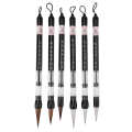Water Brush Pen Set 6pcs Chinese Calligraphy Color Piston Fill for Practicing On Water-WritingCloth. 