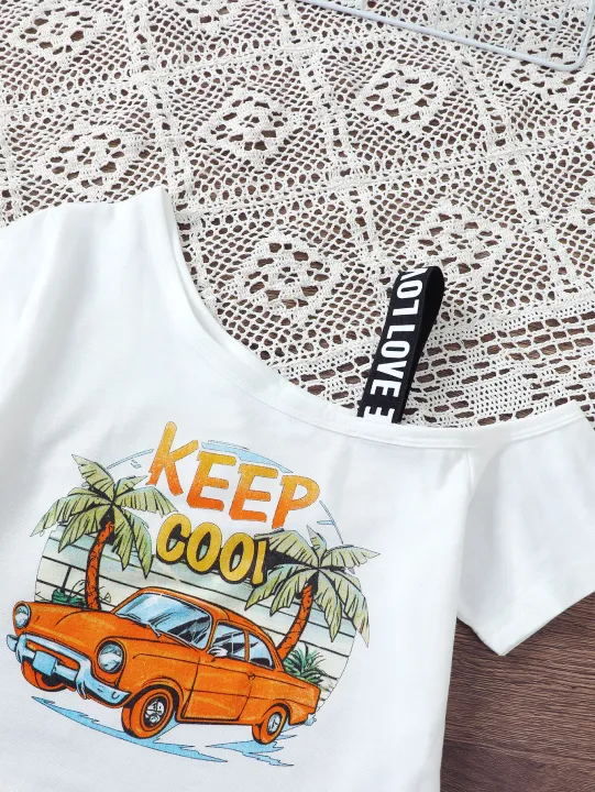 2PCS%20Summer%20Child%20Girl%20Clothes%20Set%20Short%20Sleeve%20Shoulder%20Leakage%20T-shirt+Mesh%20Skirt%20College%20Style%20Costume%20for%20Kid%20Girl%208-12Years%20-%20Image%206
