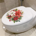 GC PVC Self-Adhesive Toilet Lid Stickers Waterproof Lightweight Christmas Flower Patterns Bathroom Toilet Seat Wall Sticker (30x30cm).