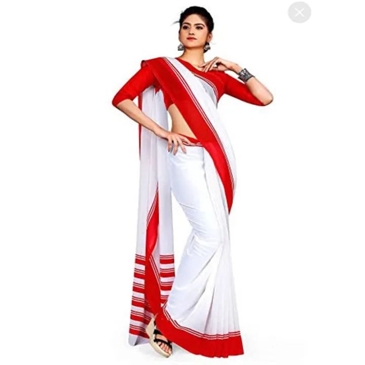 White%20And%20Red%20Combination%20Color%2012%20Hand%20Half%20Silk%20High%20Quality%20Comfortable%20Saree%20With%20Gold%20Border%20-%20Timeless%20Elegance%20for%20Women%20-%20Image%206