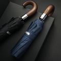 PARACHASE Automatic Folding Umbrella Men Women 10K Strong Windproof Rain Umbrellas Anti UV Sun Protection Wooden Handle Paraguas.