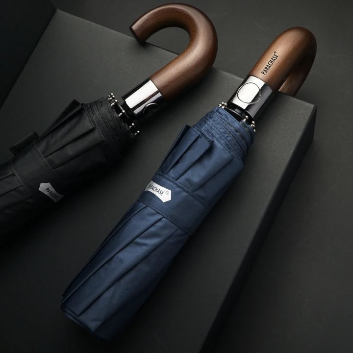 PARACHASE%20Automatic%20Folding%20Umbrella%20Men%20Women%2010K%20Strong%20Windproof%20Rain%20Umbrellas%20Anti%20UV%20Sun%20Protection%20Wooden%20Handle%20Paraguas%20-%20Image%203