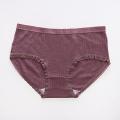 Girls Daily Panties, Cotton Solid Color Elastic Breathable Middle Waist Briefs with Lace Trimming fo. 