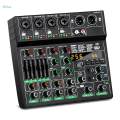 6 Channel Mixer Professional 256 Reverb Effect Audio Mixer Sound Board System for Computer.