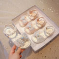 Girls Sandals Fashion Sequins Cute Bow Summer Princess Shoes Soft Falt Children Beach Kids Footwear 23-36.