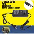 AC/DC Adjustable Power Adapter Supply 3-24V 2A 48W Speed Control Volt Display.