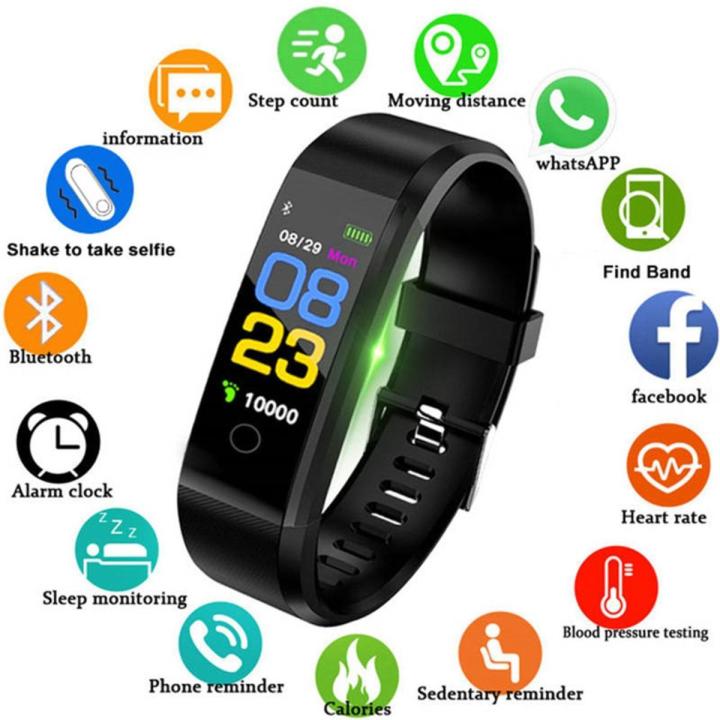 D115 PLUS Bluetooth Bracelet Smart Watch for Android and IOS - Black