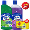 (Buy 2 Get 1 Free) Lizol Disinfectant Floor & Surface Cleaner 2 X 500ml Neem & Lavender + Trix Lemon Dishwash Bar 300g Free. 