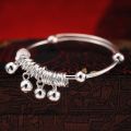 【7Rings Store】Baby Bracelet Silver Color Newborn Birthday Gift Infant Kids Adjustable Jewelry Handmade Chain Bracelets Anklet. 
