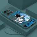 [Free Strap] Honor X8b X7b X8a 5G X7a X6a Smile Astronaut Square Phone Case Liquid Silicon Soft Casing nasa Cover. 
