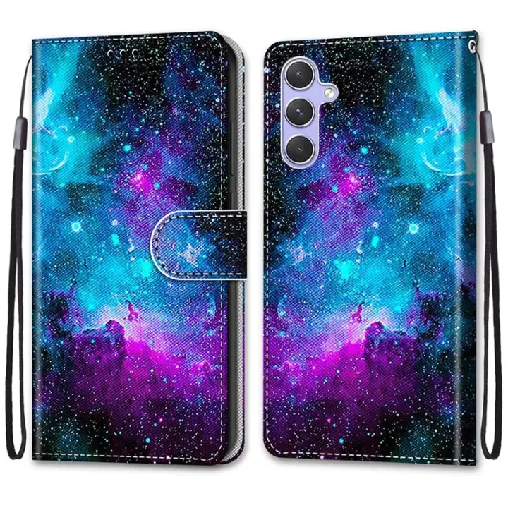 Leather%20Magnetic%20Case%20For%20Samsung%20Galaxy%20A25%20A24%20A14%204G%20A34%20A54%205G%20SM-A256B%20A245F%20Phone%20Cover%20Flip%20Wallet%20Painted%20Funda%20Etui%20-%20Image%204