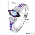 Bague Ringen Trendy Ring For Women With Rainbow Stone Artificial Topaz Fashion Jewelry Party Fine Female Gift Size 6-10.