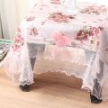 Pastoral Cover Bedside Cabinet Tablecloth Pink Flower Rectangular Table Cover Lace Table Cloths Decoration.