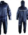 Full Waterproof Reflective Heavy Motorcycle Raincoat Rain Suit With Trouser - Black (1 Set) size free.