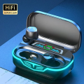 TWS Wireless Bluetooth 5.5 in Ear Earbuds Colorful LED Digital Display Atmosphere Breathing Light Game Headset E-sports Low Delay Headphones Handfree Headset. 