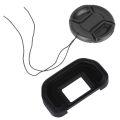 4Pcs 58Mm Lens Cap with Lens Cap Leash Hole Bundle for Dslr Cameras Nikon Canon & 1Pcs Black Rubber Wrapped Plastic Eyecup Eyepiece Eb for Canon Eos 60Da 6D 5Dii. 