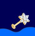 7 AD STONE GOLD Nose Pin 18k Hallmark NOSE PIN - Nose Pin For Girls. 