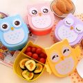 Cartoon Owl Lunch Box Microwave Portable Food-Safe Plastic Food Picnic Container Box For Children Kids School Office Bento Box. 