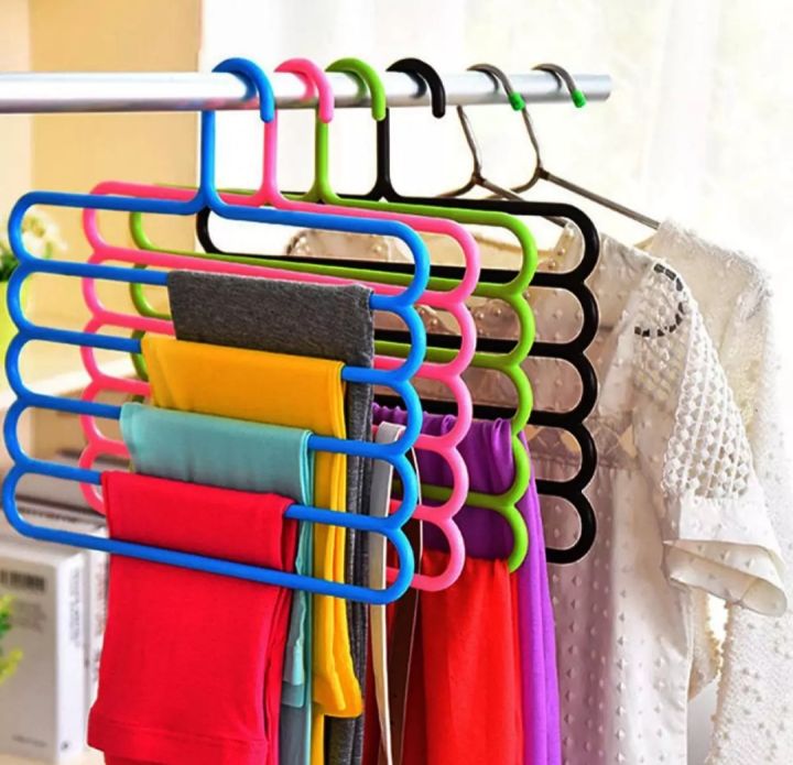 (3Pcs-1Pack) 5 Layer Magic Hanger: Anti-Slip Multi-Purpose and Multi-Functional Magic Multiple Layer Trousers Hangers Hanger