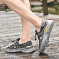 Summer sandals Men genuine Leather Sandals Men Slippers Soft Flat Men Beach Sandals Classic Buffer Outdoor mesh Wading Shoes men.