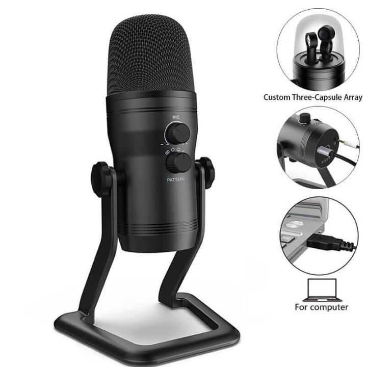 FIFINE K690 USB Microphone (Blue Yeti Killer) With 4 Polar Patterns, Gain Dials, Live Monitoring & A Mute Button