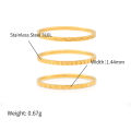 Chris April 316L texture ring gold stainless steel knuckle triple layer pinky ring for men. 