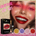 Glitter Lip Kit Long Lasting Waterproof Stay Golden Cosmetics Gloss Lipstick 4 Colors Glitter Powder Diamond Shimmer Metallic. 