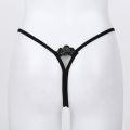 Mens Lingerie Crotchless T-back Underwear Rhinestone Metal Chain Pendant Embroidered Thongs Low Waist Sissy Briefs Underpants. 