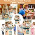 Kids Kitchen Playset 87PCS Mini Kitchen Toy Set, Toddler Cooking Pretend Play Kitchen Appliances with Light & Sound Simulation of Spray Sink Fruit Vegetable Children Role Play Toy for Girls Boys Gift. 