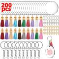 200pcs Acrylic Keychain Blanks Keychains for Vinyl Kit Including 120pcs Acrylic Blanks Tassels 110pcs & studs DIY Keychain Vinyl Crafting.